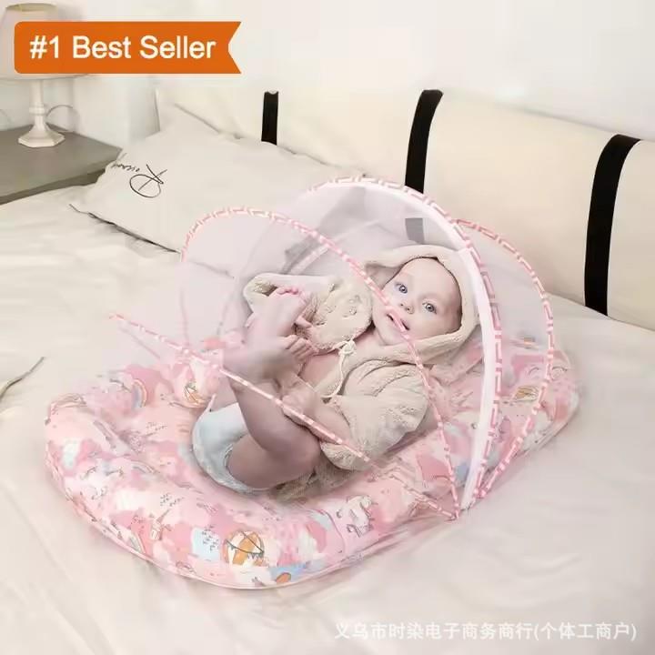 跨境便携式新生儿仿生睡垫床垫床中床婴儿床宝宝婴儿防蚊蚊帐折叠