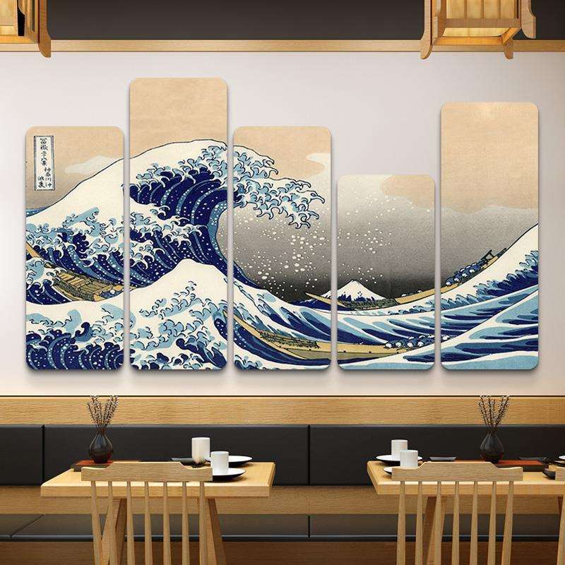 日式浮世绘挂画日料店墙面装饰寿司店挂画富士山烧鸟店居酒屋壁画