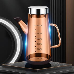 琥珀玻璃油壶套装 密封防尘计量耐高温油瓶 大容量透明高硼硅油醋