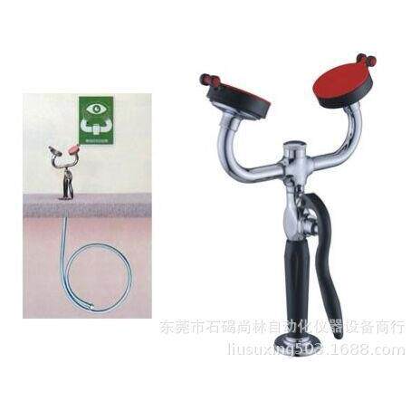 全铜加厚台式移动双头洗眼器 实验室、验厂双口抽取式移动洗眼器