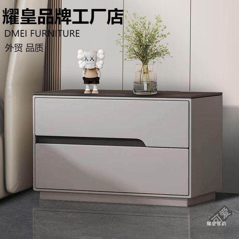 意式加宽加大实木床头柜轻奢新款高级大尺寸收纳卧室家用床边柜