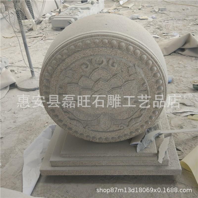 厂家出售家用仿古石雕门礅 芝麻白抱鼓石门口摆件 青石抱鼓一对