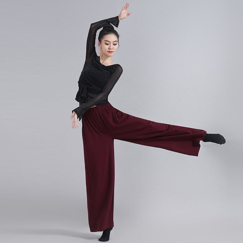 秋冬保暖舞蹈裤女2024新款舞蹈服宽松阔腿裤中国古典现代舞练功裤
