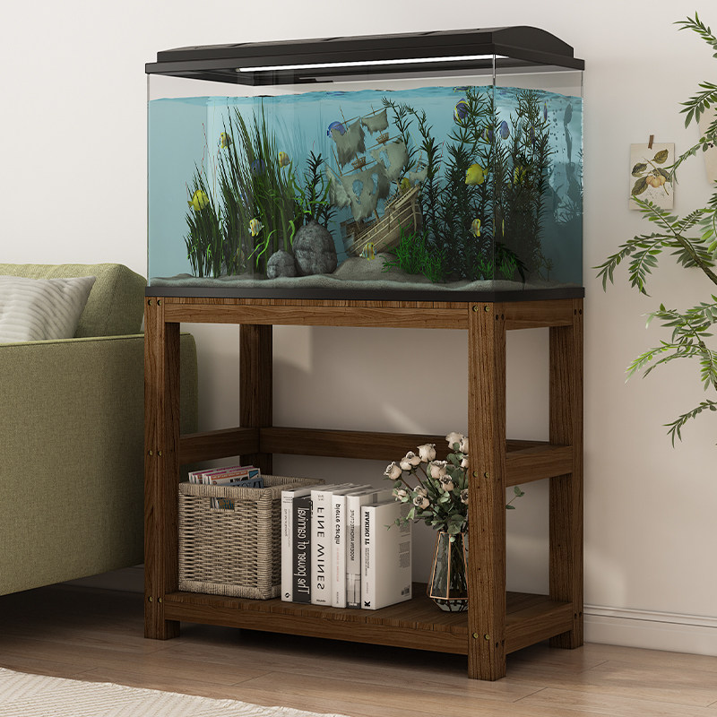 承重鱼缸架子实木客厅中小型水缸底座过滤箱专用承重底架放置台桌