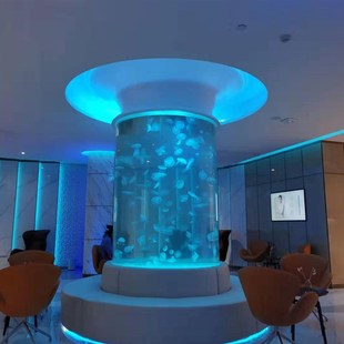 圆柱亚克力鱼缸观赏水母缸海洋馆景观工程大型水母缸定制