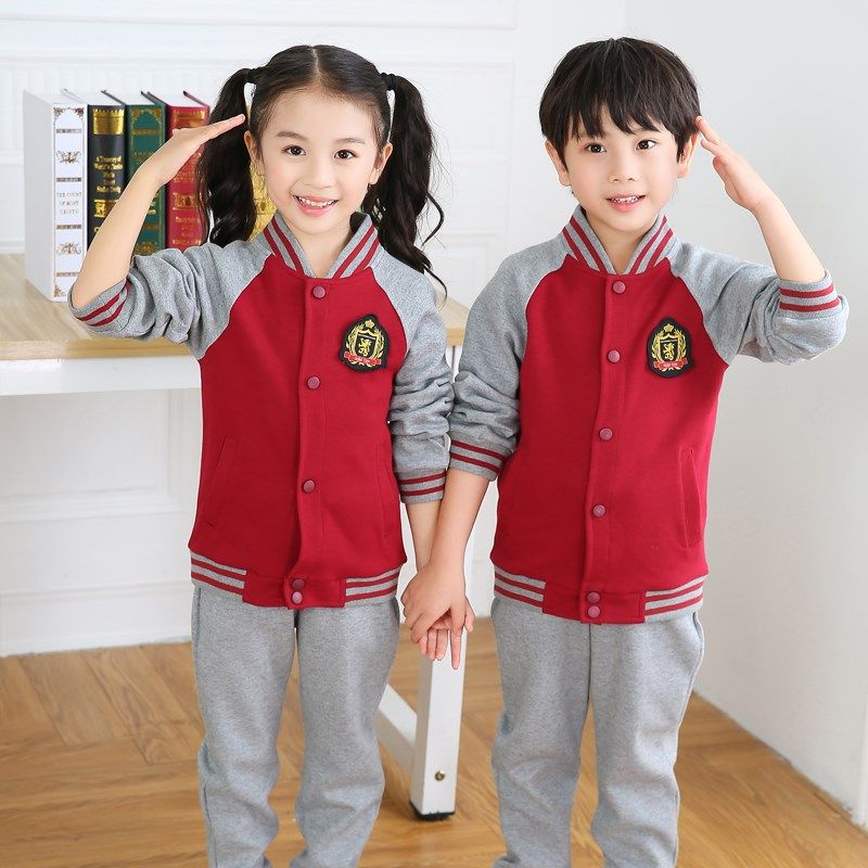 幼儿园园服春秋装儿童红色棒球服运动新款定制小学生校服套装