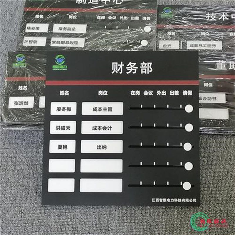 新款高档定制亚克力去向牌办公室门牌可更换在岗人员动态一览表科