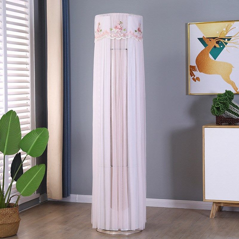 新款空调立式防尘罩客厅柜机蕾丝布可水洗开机不取圆柱形空调罩套