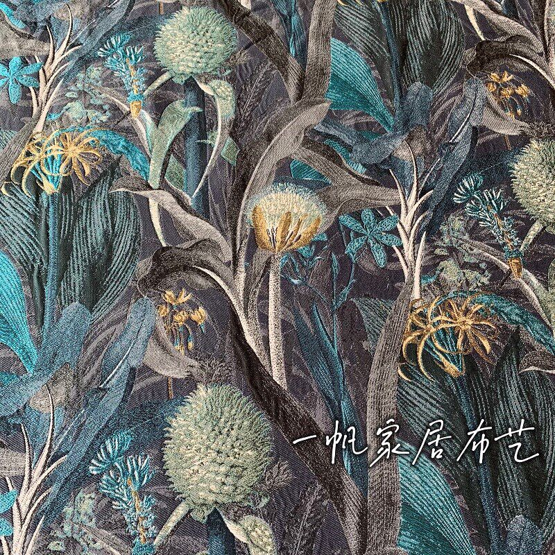 美式提花b色织蒲公英植物沙发坐垫抱枕布料窗帘布田园餐桌布