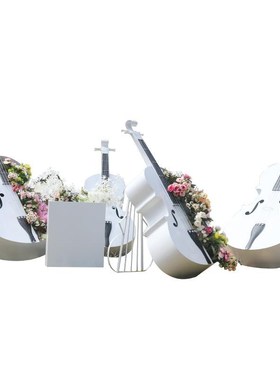 欧式铁艺大提琴雕塑摆件婚庆美陈商场步行街小区户外售楼处装饰品