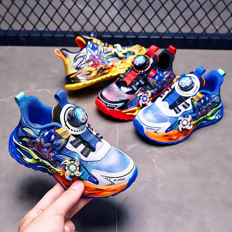 男童鞋子秋季新款儿童运动鞋软底发光皮面老爹鞋中小童亮灯扭扭鞋