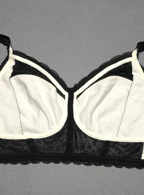 大胸显小薄款黑色胸l罩内衣超薄杯文胸无钢圈无海绵全罩杯95F女性