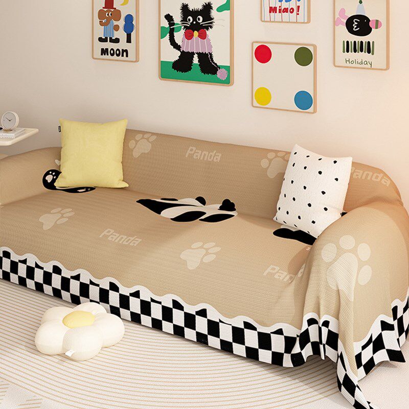 夏季沙发盖布粉色多巴胺2024年流行新款卡通沙发巾全盖盖巾防滑垫