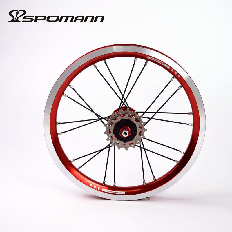 14吋V刹三变速小轮自行车轮组前二后五培林花鼓折叠车单车配件