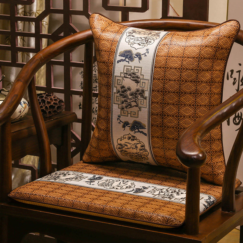 新中式红木沙发坐垫夏季藤椅垫凉席垫透气办公室椅子垫可水洗防滑