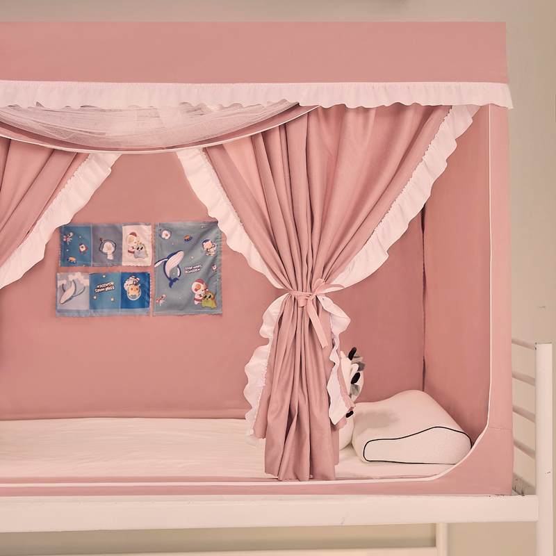 女学生蚊帐床帘一体式床幔寝室大学全包强遮光窗帘宿舍上铺下铺用