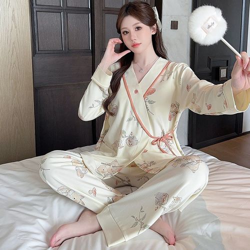 新中式月子服秋冬季产后纯棉加厚产妇孕妇睡衣春秋款哺乳期家居服