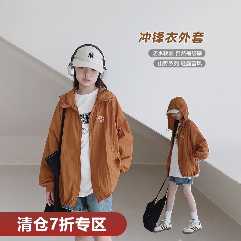 女童外套2025夏装新款女大童初中生薄款透气连帽皮肤衣儿童防晒衣
