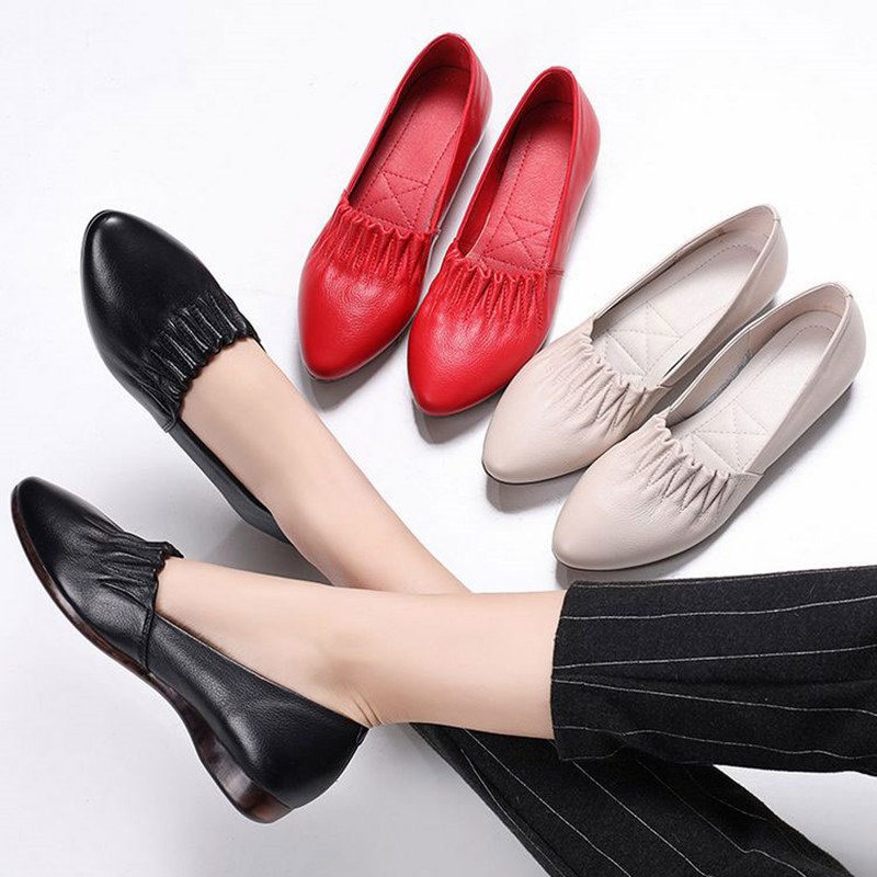 31 32 33特小码女鞋平底单鞋真皮软底皮鞋春秋百搭舒适中年妈妈鞋