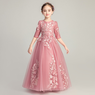 儿童晚礼服公主裙女童蓬蓬纱裙小花童钢琴表演服模特走秀演出服冬
