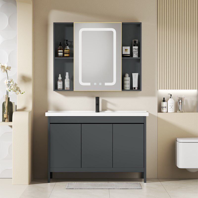 落地式太空铝浴室柜组合阳台一体陶瓷盆洗脸盆洗漱刷台面智能镜柜,家装主材,浴室柜组合,淘宝优惠券,粉丝福利购,淘宝优惠卷