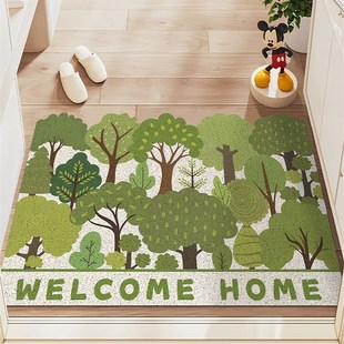 2024春季新款花卉入户门地垫防滑脚踩垫可定制pvc丝圈垫家用玄关