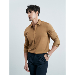 夏季型男推荐 凉感抗菌 竹纤维冰丝衬衫夏季帅气粉色带弹力衬衫男