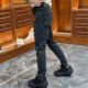 男士 修身 2024新款 黑灰色牛仔裤 春夏款 薄款 弹力潮流九分小脚长裤 子