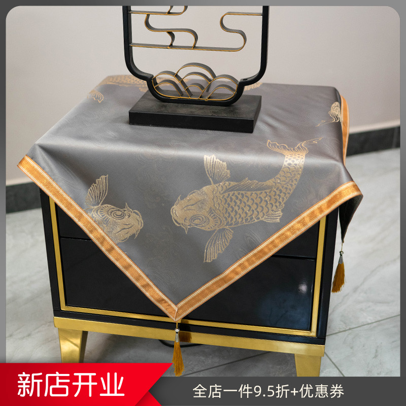新中式桌布正方形电视柜床头柜盖布冰箱茶几台布禅意桌垫家用定制