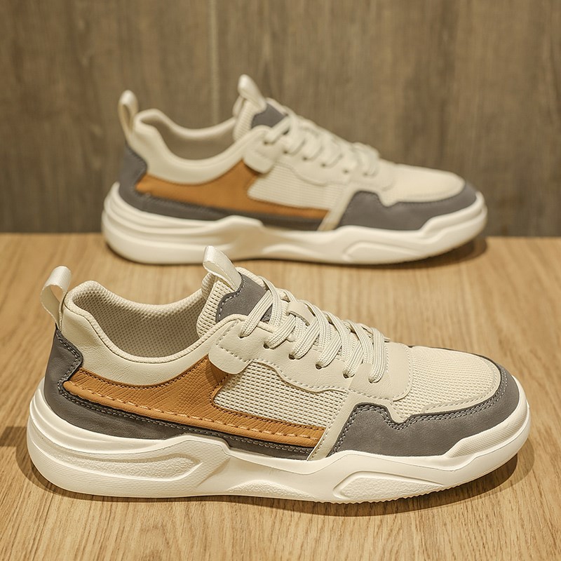 复古男鞋2025新款春夏季透气软底网面鞋百搭休闲运动板鞋男款潮牌