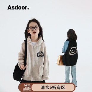 女大童保暖针织衫 新款 儿童休闲外套潮 2024秋装 艾上朵女童毛衣开衫