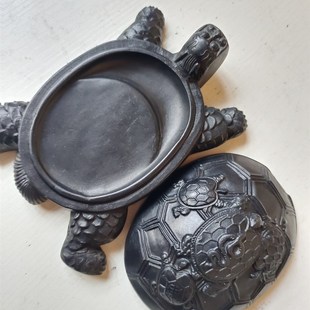 澄泥砚砚台四大名砚文房四宝笔墨纸砚之一带盖初学手工子母龟