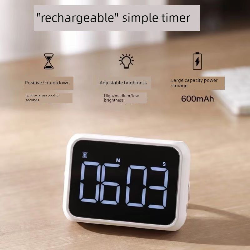 可充电大屏幕电子计时器静音学生学习计时磁性厨房烘焙提醒发光,居家日用,定时器/计时器,淘宝优惠券,粉丝福利购,淘宝优惠卷