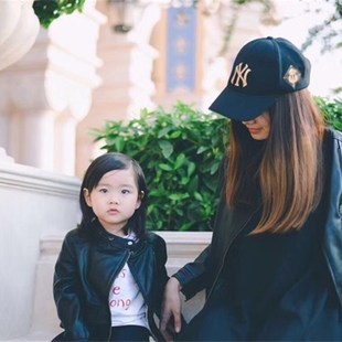 女童皮外套3男童机车夹克4岁宝宝小皮衣5母女洋气亲子装母子秋冬6