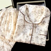 2025新款 长袖 套装 纯棉睡衣女春秋款 夏季 薄100全棉双层纱布家居服