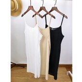 打底背心裙女 薄款 棉绸V领吊带裙连衣裙内衬里衬防静电宽松大码 夏