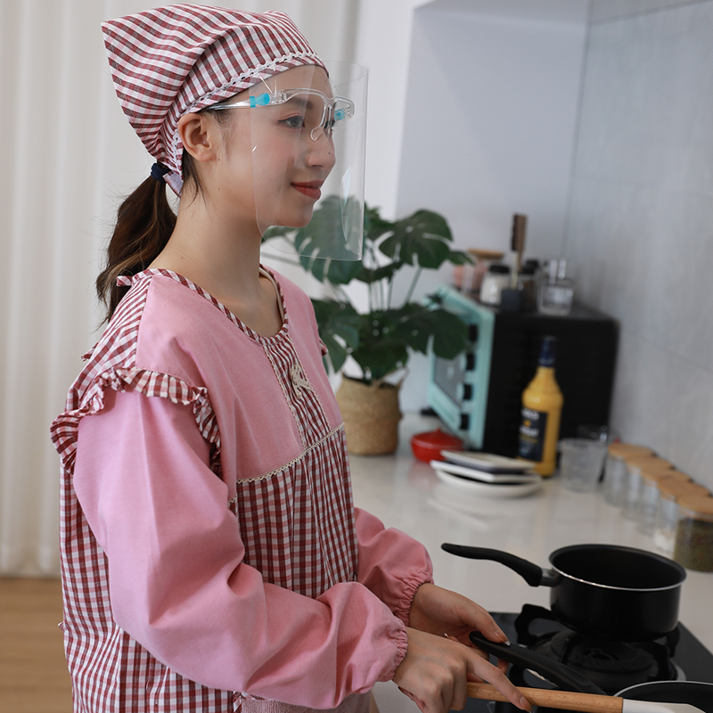 好看时尚的围裙高级感家用厨房防水防油长袖罩衣高端女士头巾套装
