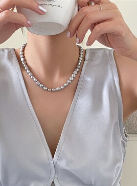 淡水渐变珍珠项链2025新款爆款配饰小众锁骨链轻奢气质高级感颈链