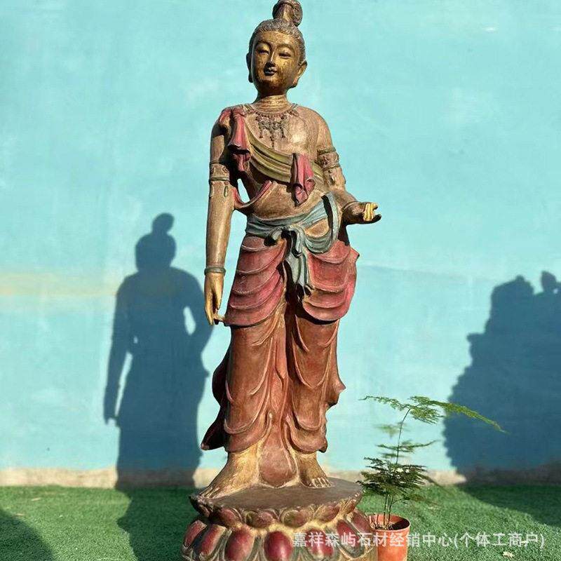 石雕观音佛像敦煌造像仿古做旧庭院会所园林景观寺庙佛像供奉收藏