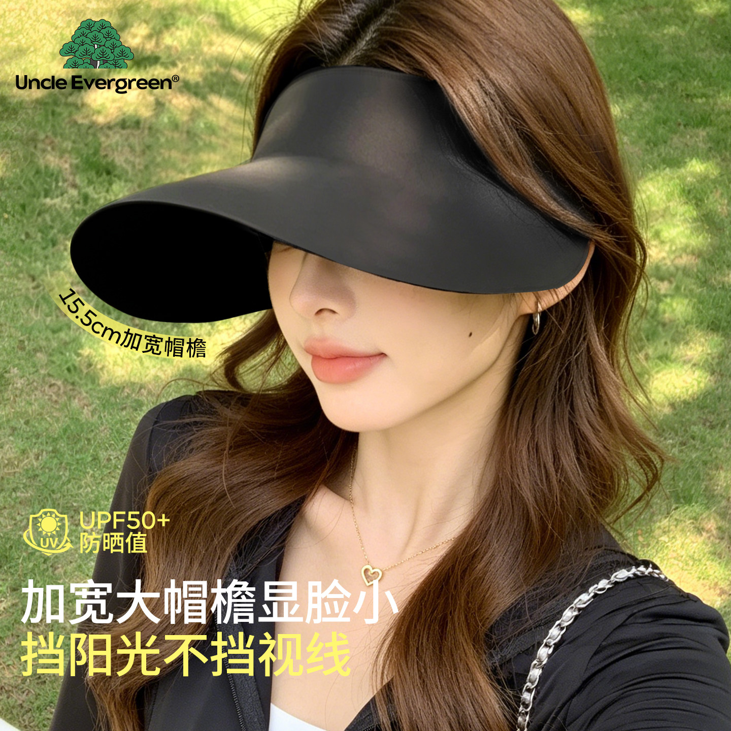 无痕冰丝防晒帽子女士夏季空顶遮阳帽防紫外线太阳帽骑车不翻折叠