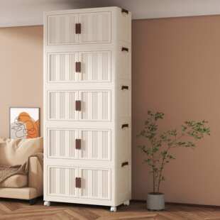 70cm宽卫生间浴室多层置物架折叠可移动免组装零食杂物防尘收纳柜