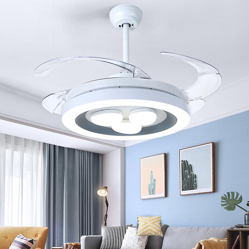 新款客厅隐形北欧吊扇灯餐厅卧室家用简约现代led电风扇灯吊扇灯