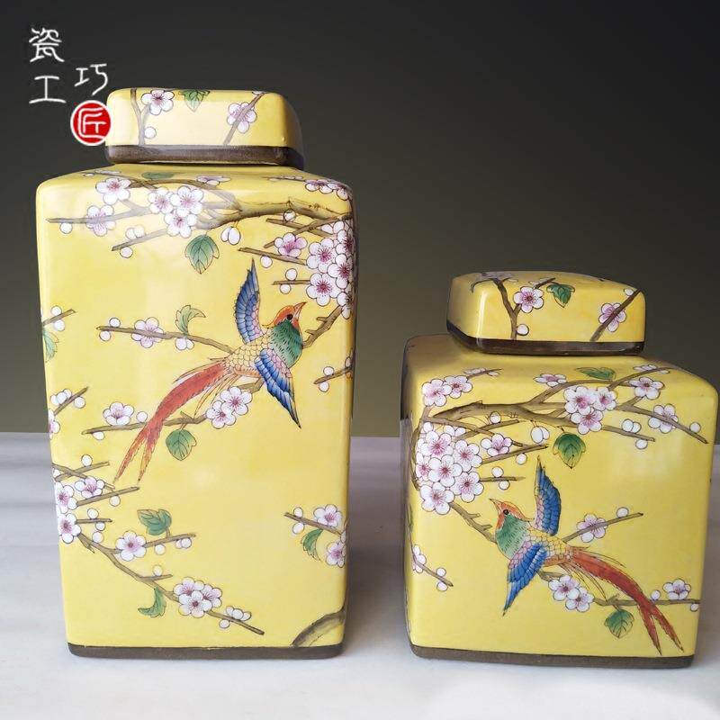 陶瓷手绘粉彩陶瓷花瓶储物罐欧式中式混搭饰品摆件