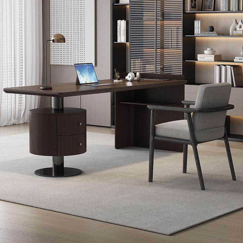 意式极简高档实木书桌现代简约家用书房设计师款办公桌轻奢电脑桌