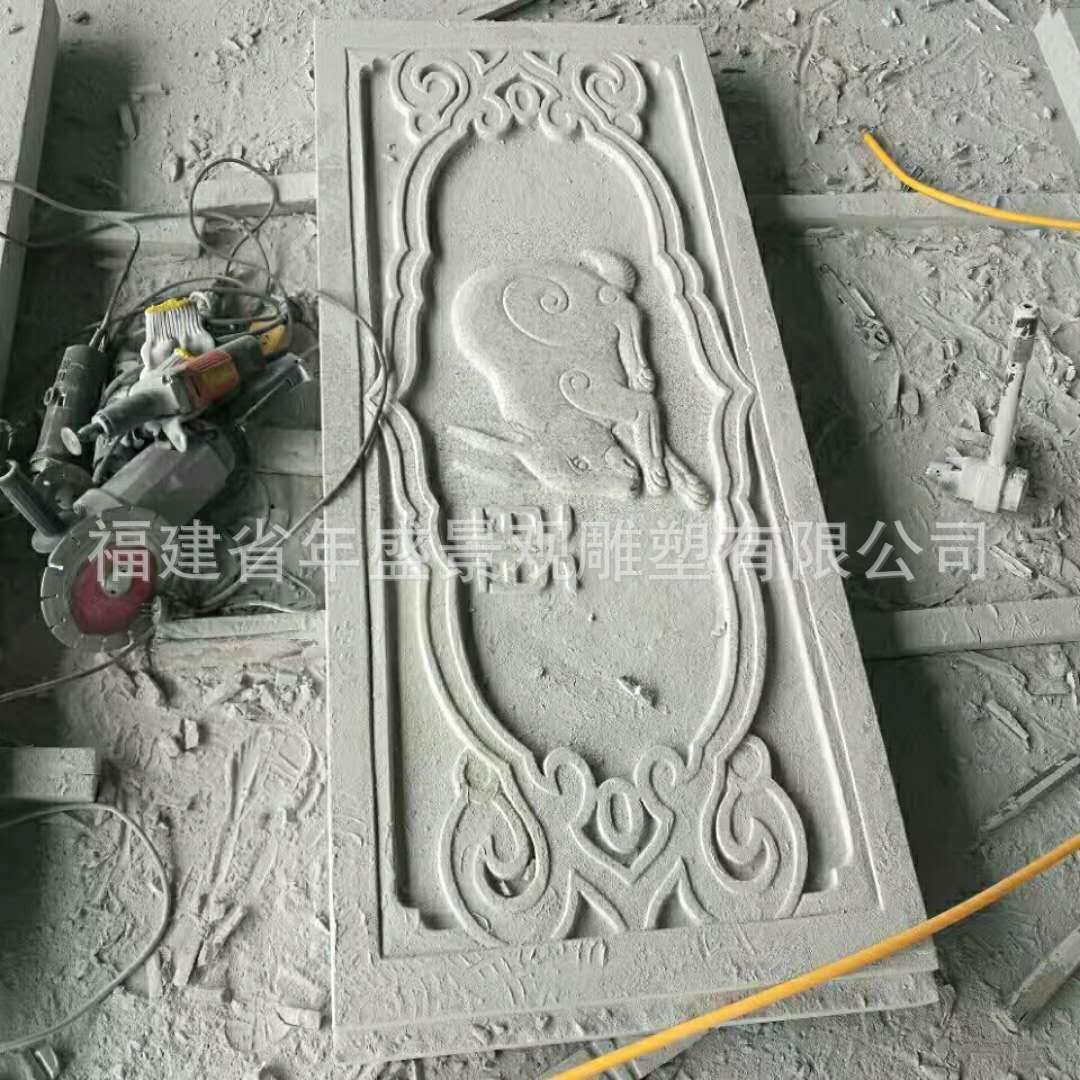 福建芝麻白仿古护栏石雕升旗台十二生肖栏杆 石材栏板