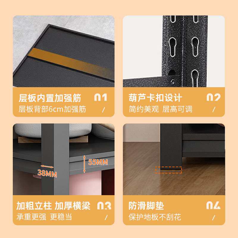 可移动围栏款厨房置物架家用微波炉收纳架子橱柜储物柜烤箱铁架子