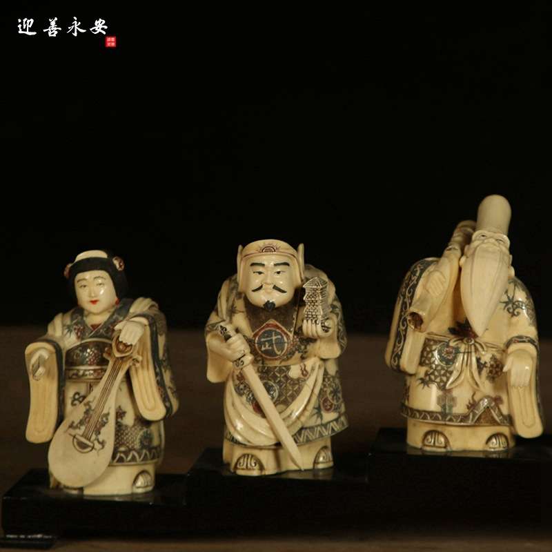 木雕七福神实木牛骨雕仿猛犸表面古彩工艺大黑天家居摆件厂家直销