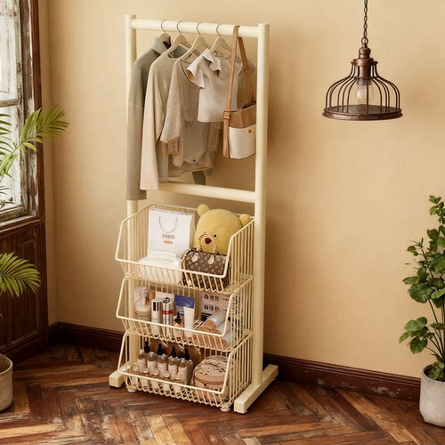 2025新款双层落地衣帽架挂衣架