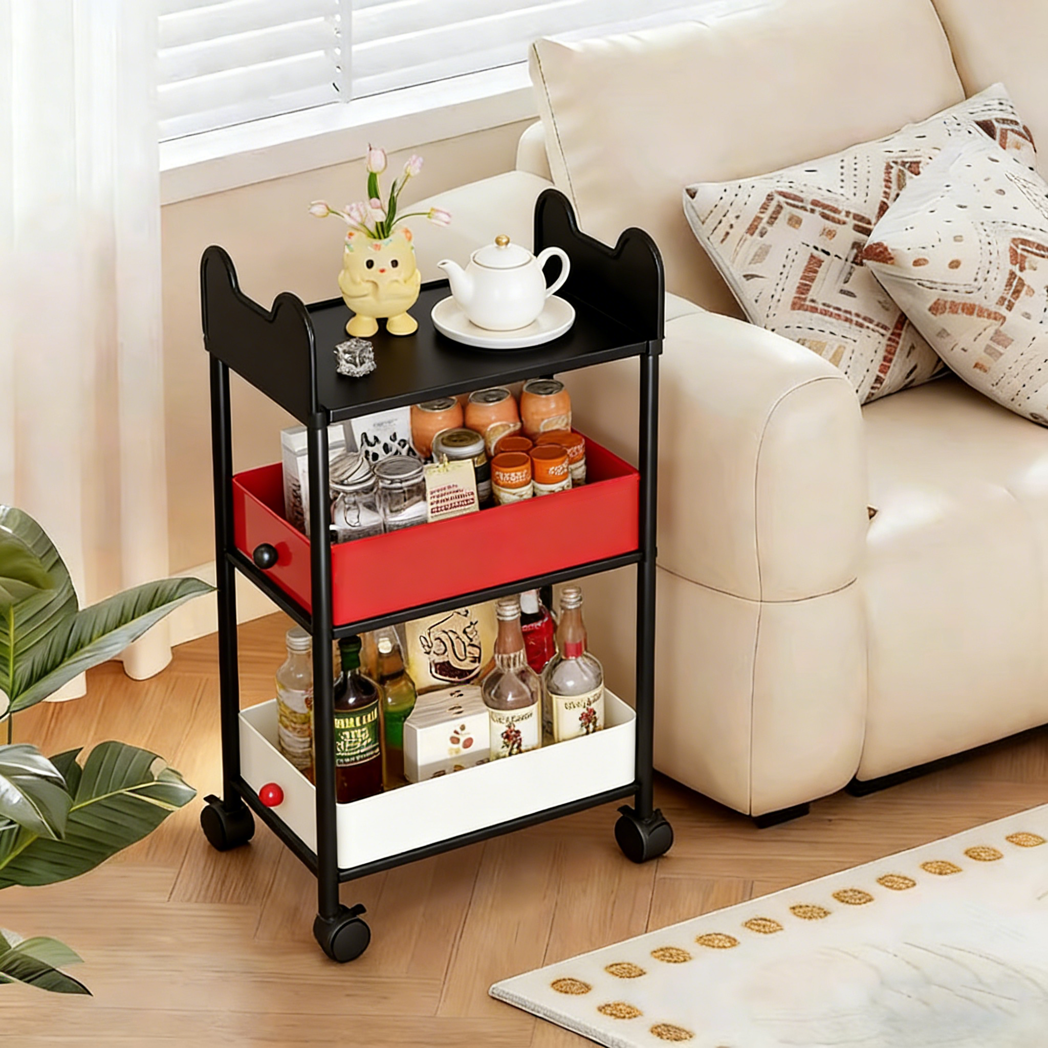 现代简约客厅沙发侧边家用零食小推车边几创意可移动茶几桌置物架,收纳整理,零食收纳筐,淘宝优惠券,粉丝福利购,淘宝优惠卷