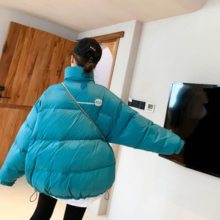 短款羽绒服女2022年新款韩版小地球宽松面包服时尚学生情侣外套潮